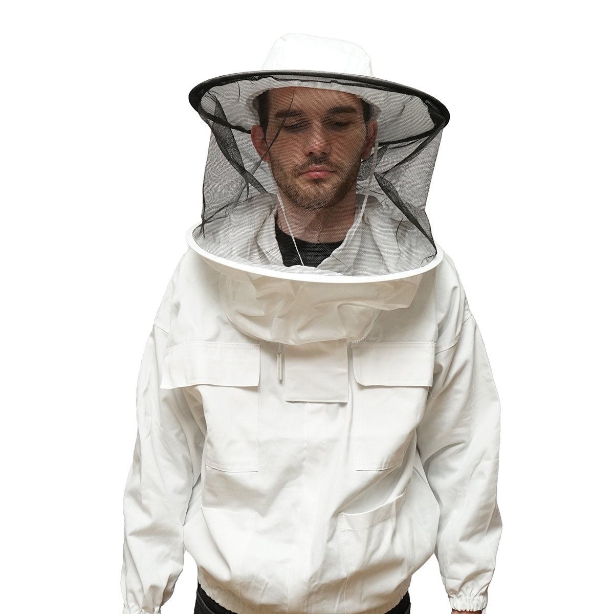 Bluza apicola alba cu masca de protectie marimea XL